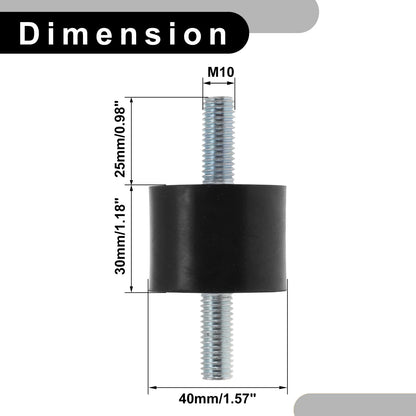 Set of 4 M10 Rubber Metal Vibration Isolator Mounts for Shock Absorber