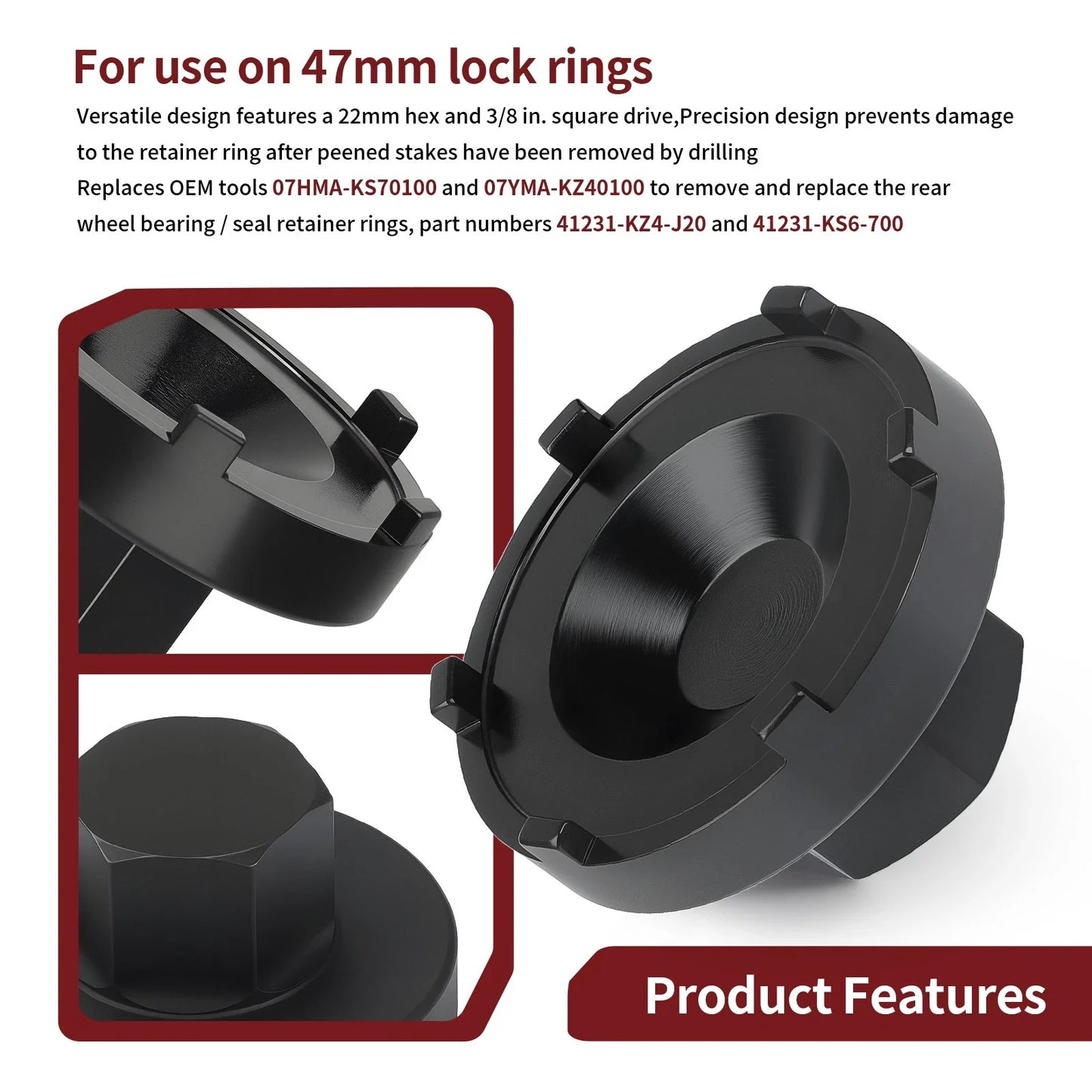 47mm Seal Bearing Retainer Tool for Honda CRF450R/X/RX/L (2002–2023)