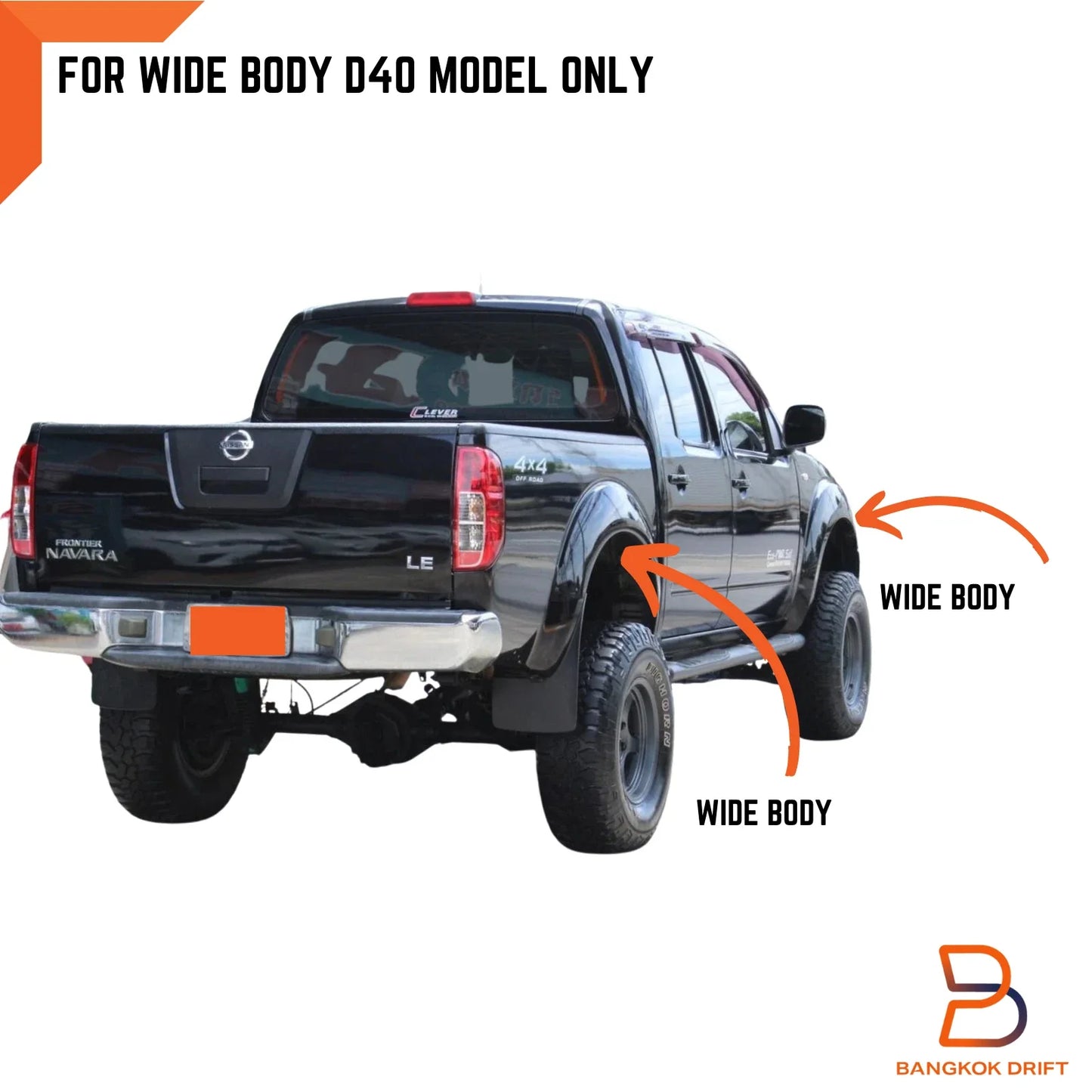 Black Fender Flare Arch for Nissan Navara D40 Widebody 4-Door Dual Cab