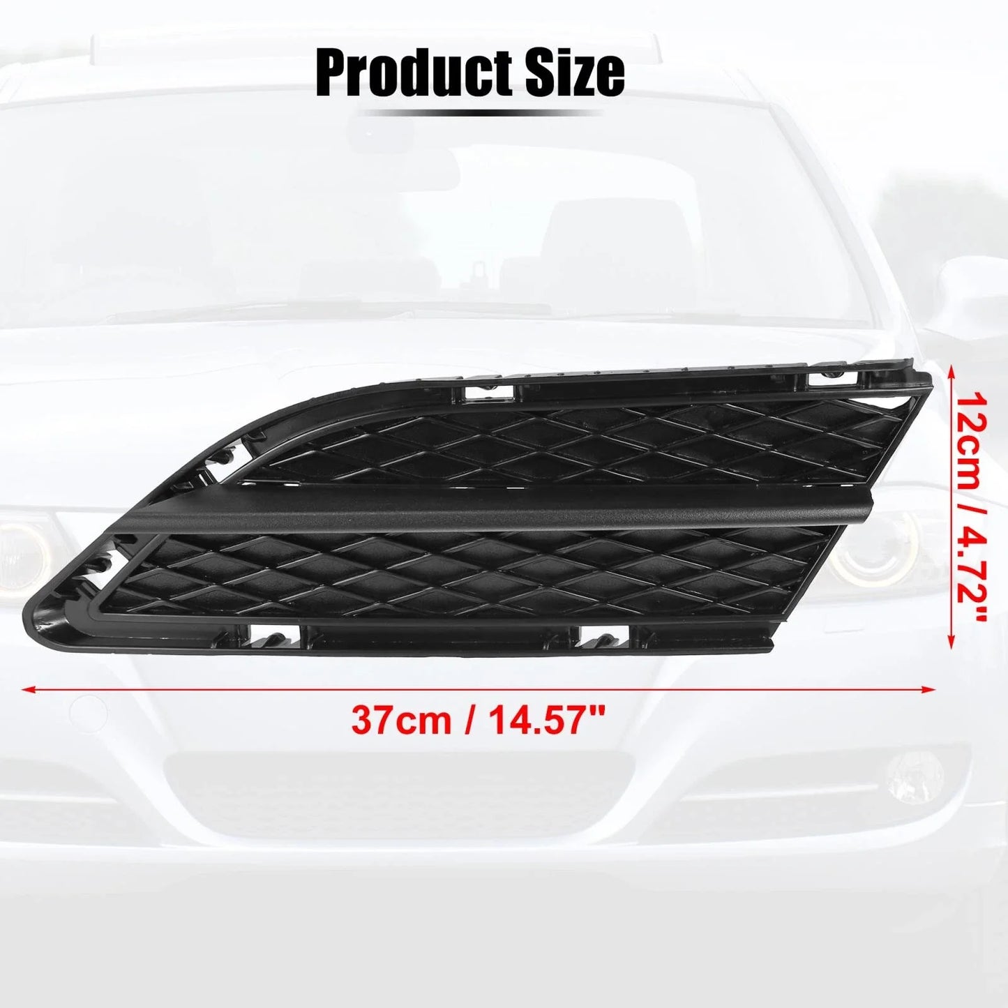 Pair Left Right Fog Light Grille Black for BMW 328i (2009 - 2010)