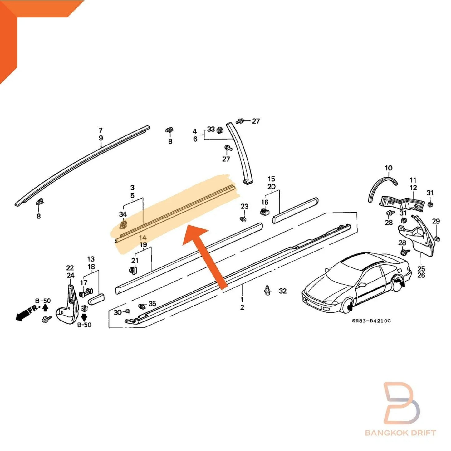 Outer Door Belt Window Seal Weatherstrip for Honda Civic EG Hatchback (92-95)