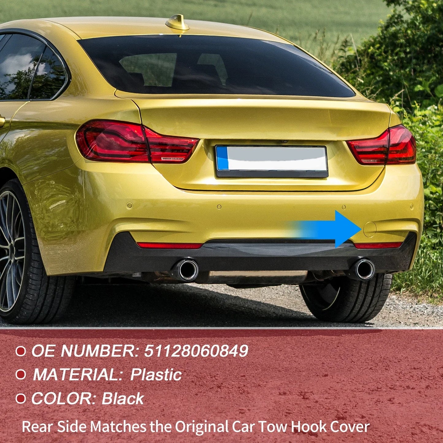 Bumper Tow Hook Cover for BMW 428i (2014 - 2016) Black 1 Pc