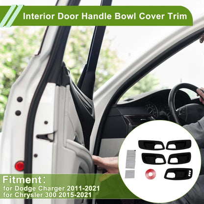 Interior Door Handle Bowl Cover Trim for Dodge Charger (2011-2021) 5 x ABS