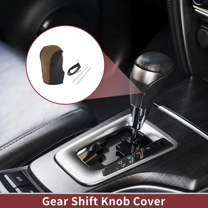 1Pc Gear Shift Knob Cover for Nissan Murano (2009–2013) Black Brown Faux Leather