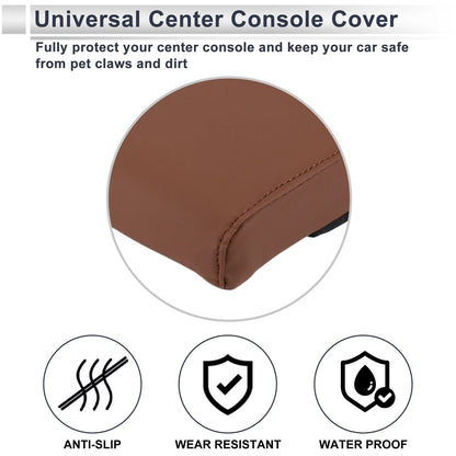 Center Console Cover for Car (12.6"x7.87"x1.97", Light Brown)