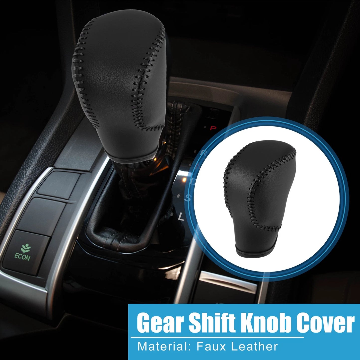 Gear Shift Lever Cover for Honda Civic (2022–2023) Black Faux Leather