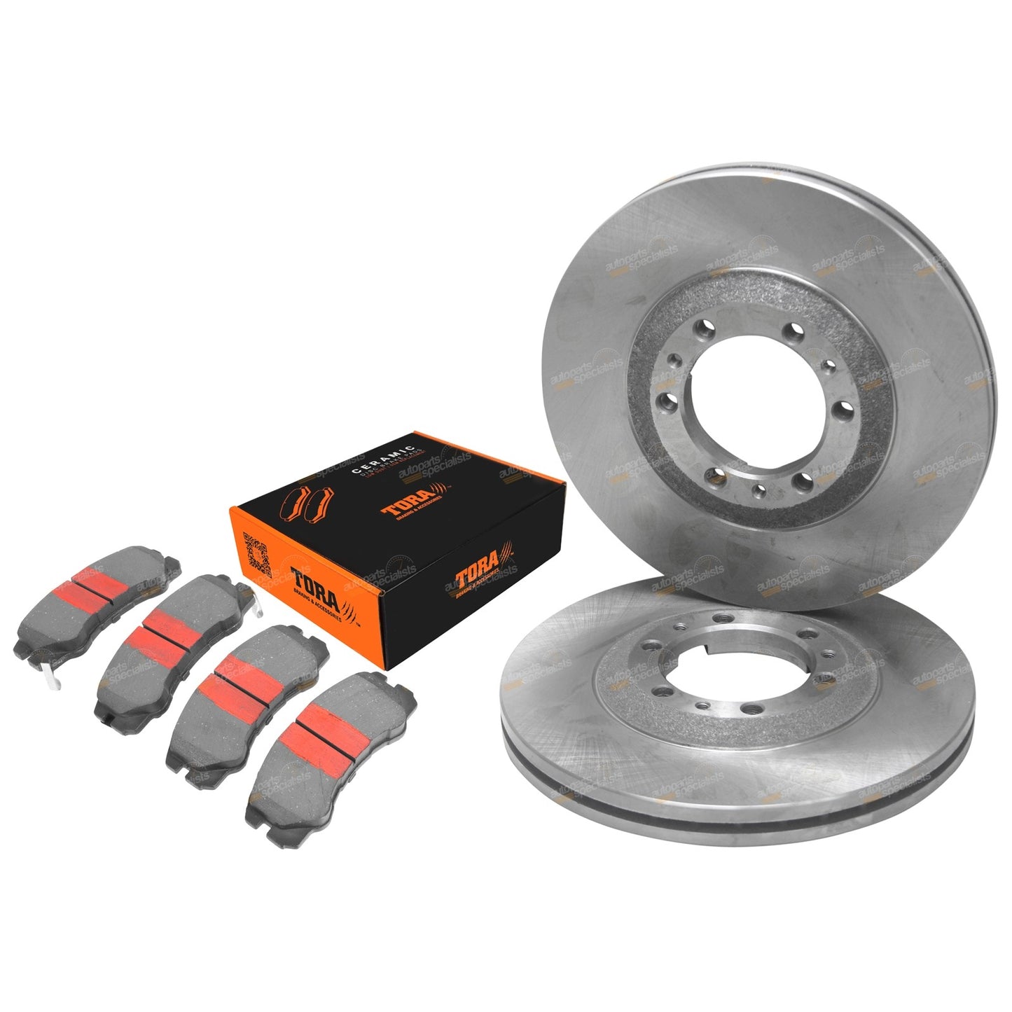 2 Front Disc Rotors + Brake Pads Set for Holden Frontera (1995–1999)
