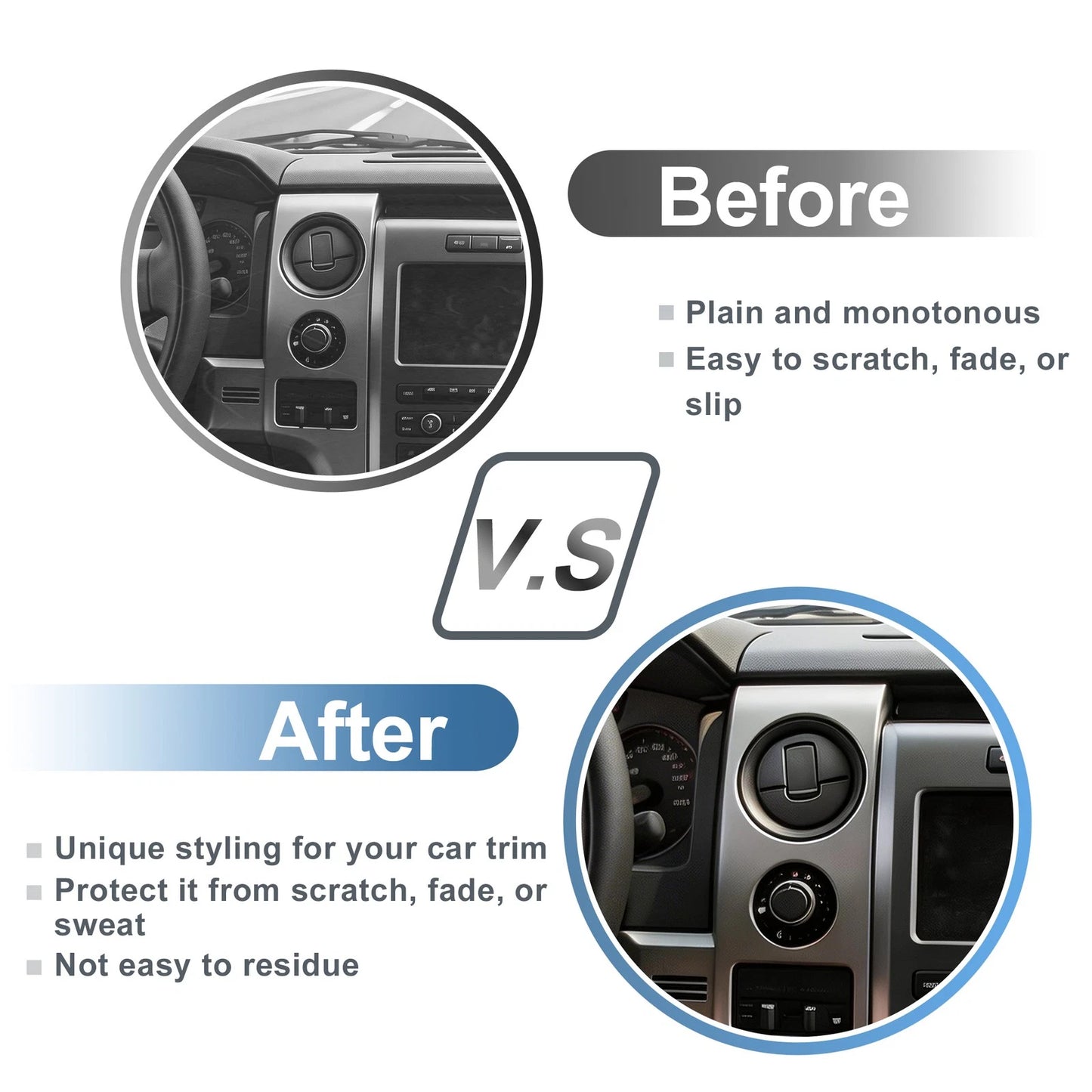 Air Condition Outlet Vent Trim Cover for Ford F150 (2015–2023) Black