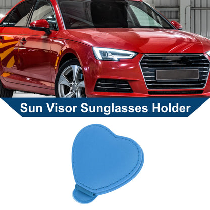 Sunglasses Holder for Car - PU Leather Light Blue Magnetic