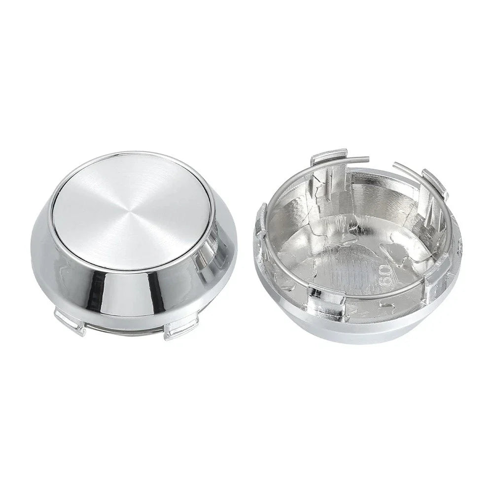 4 Pcs 60mm Chrome Wheel Center Caps for Universal Rims No Logo
