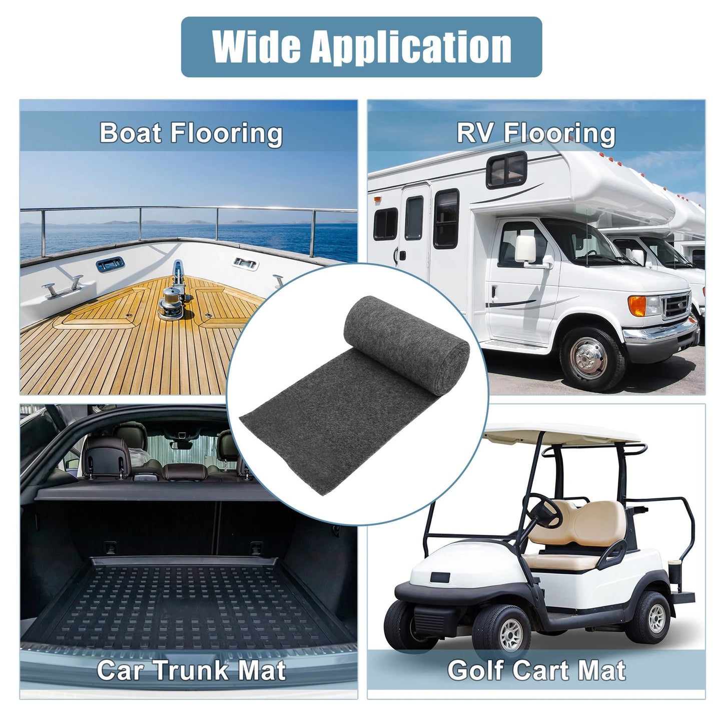Boat Carpet Pad Decking Sheet Mat for Boat Trailers (157"x11"x0.24") Dark Gray