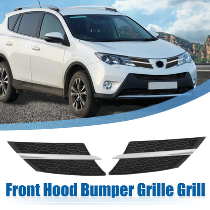 1 Pair Front Hood Bumper Grille Grill for Toyota RAV4 (2013–2015) Silver Tone