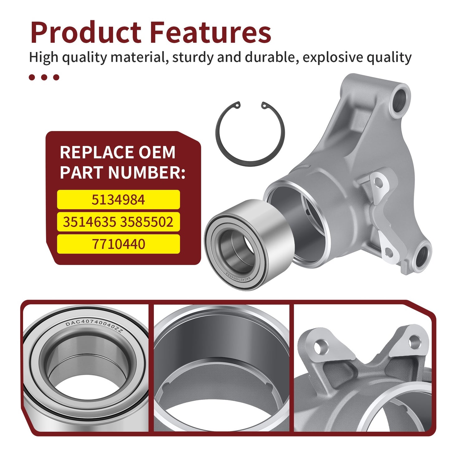Left-Hand Wheel Carrier with Bearing for Polaris Sportsman 500 700 800 RZR 800 (2000–2014)