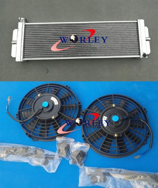 Universal Aluminum Liquid Heat Exchanger Air to Water Intercooler Radiator + Fans