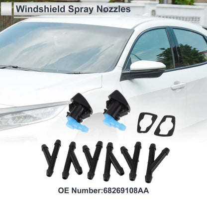 Windshield Washer Nozzle & 6 x Hose Connectors for Dodge (2011-2023)