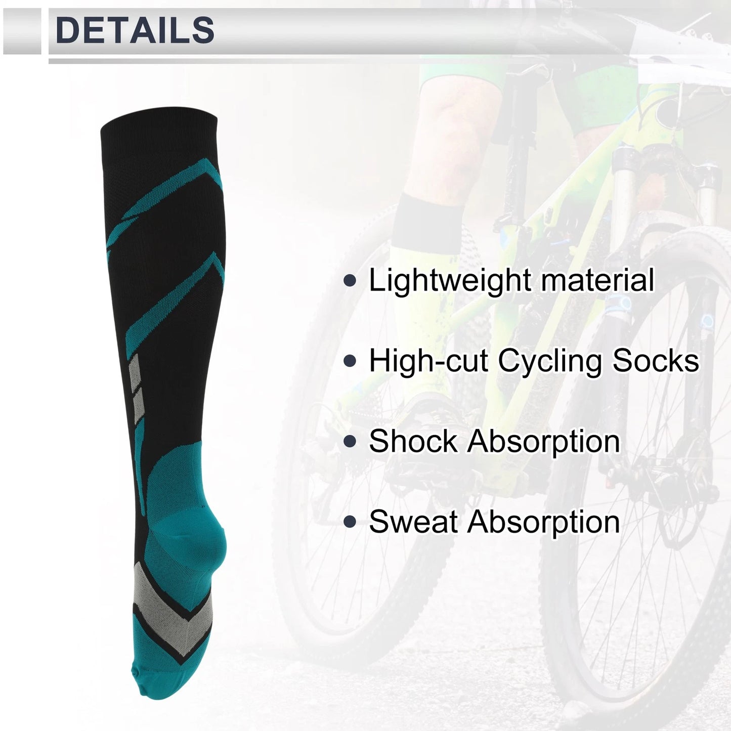 Cycling Socks Shock Absorption Size M High-cut Black Blue