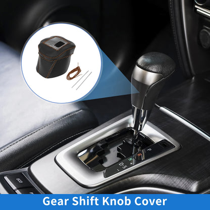 Gear Shift Knob Cover for Nissan Rogue (2021–2024) Black Brown Faux Leather