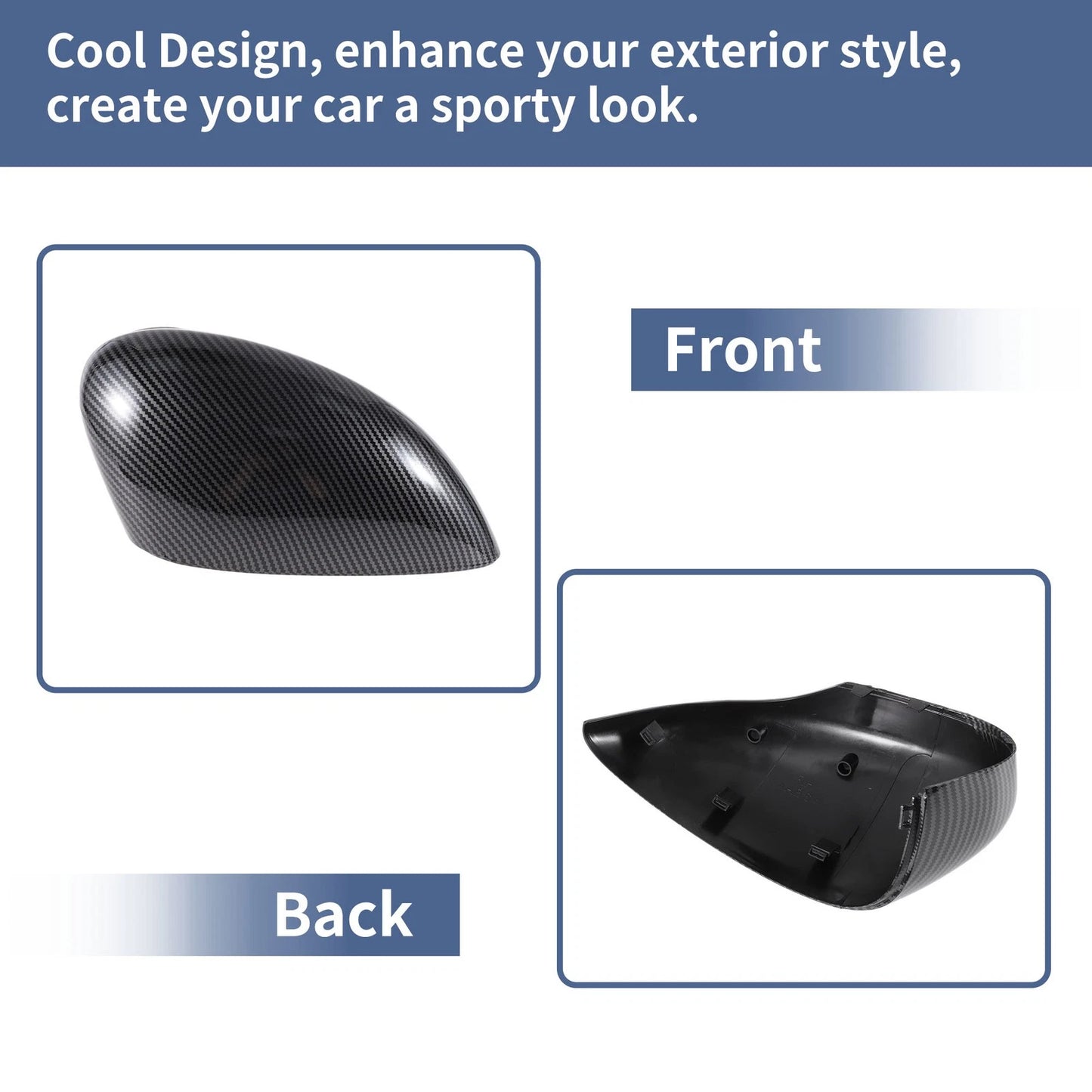 Set of 2 Mirror Cover Caps for Ford Fiesta MK7 (2008–2017)