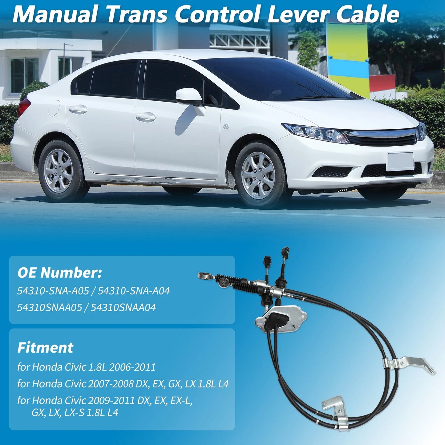 Manual Transmission Gear Shifter Cable for Honda Civic (2006–2011) No.54310SNAA04