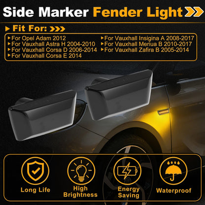 Dynamic Amber LED Side Marker Fender Light for Opel Adam (2012) 1 Pair