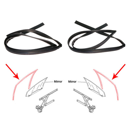 Weatherstrip Glass Run Channel Seal x2 for Honda Civic Coupe 2006-2011