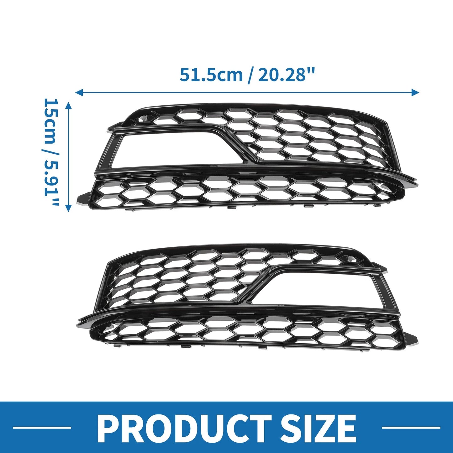 1 Pair Fog Light Grill for Audi A5 (2013–2017) No. 8T0807681M/8T0807682M ABS Black