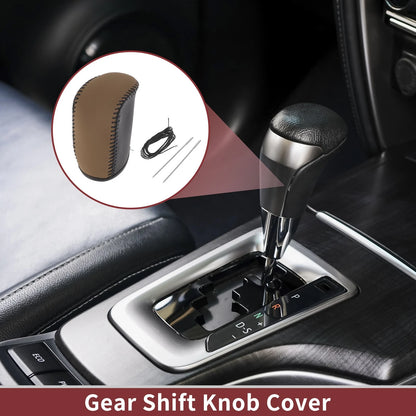 1 Pc Gear Shift Knob Cover for Dodge Journey (2011–2020) Black Brown Faux Leather