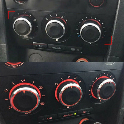 Set of 2 Red AC Climate Control Knob Ring Covers for Mazda 3 (2014–2018) CX-5 (2016–2019)