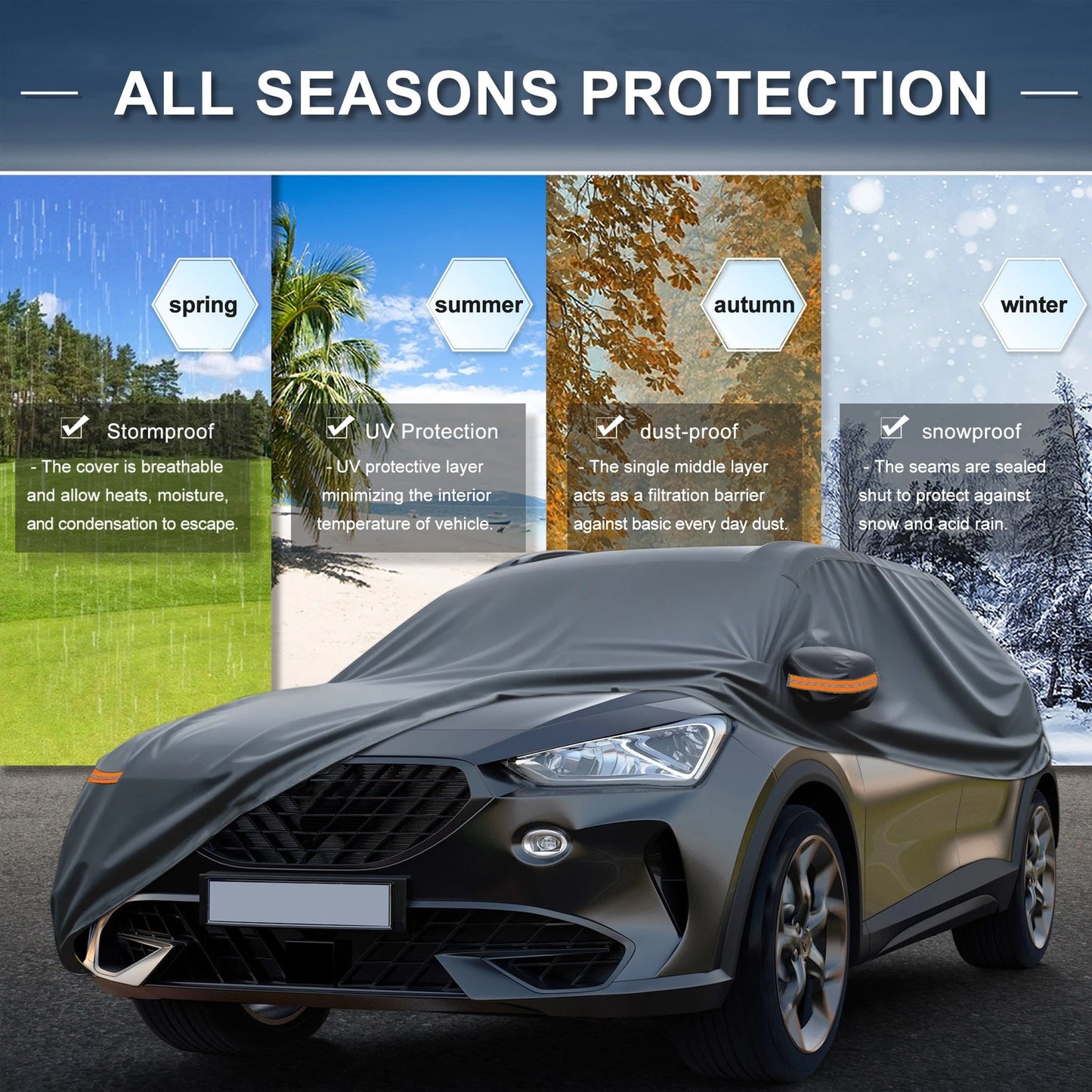 Waterproof Car Cover with Driver Door Zipper for Hyundai Tucson