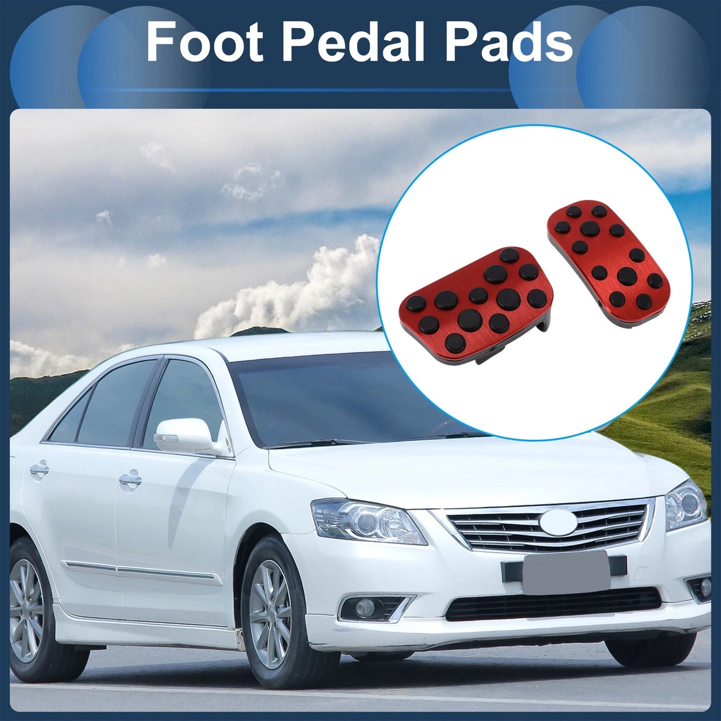 2 Pcs Manual Foot Accelerator Pedal Covers for Toyota Noah (1990) Red