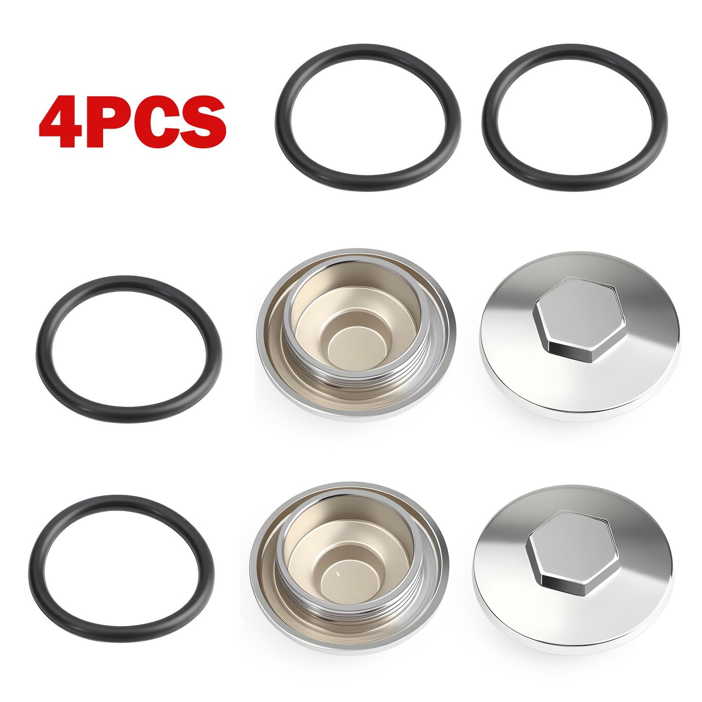 Set of 4 Valve Tappet Covers for Honda CB360 CB400F CB550 CB750 CB900 (1970–1980)