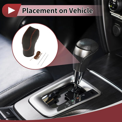 1Pc Gear Shift Knob Cover for Ford Fusion (2013–2016) Black Brown Faux Leather