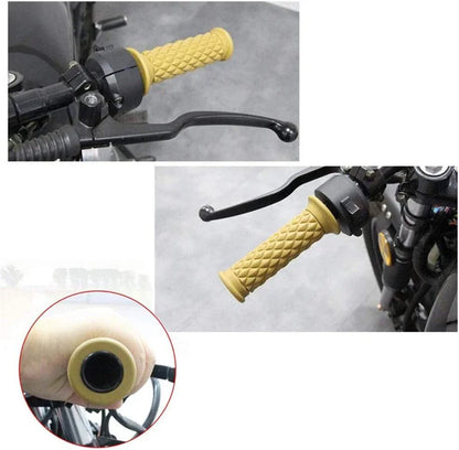 Diamond Pattern Motorcycle Grips for Cafe Racer - Grey