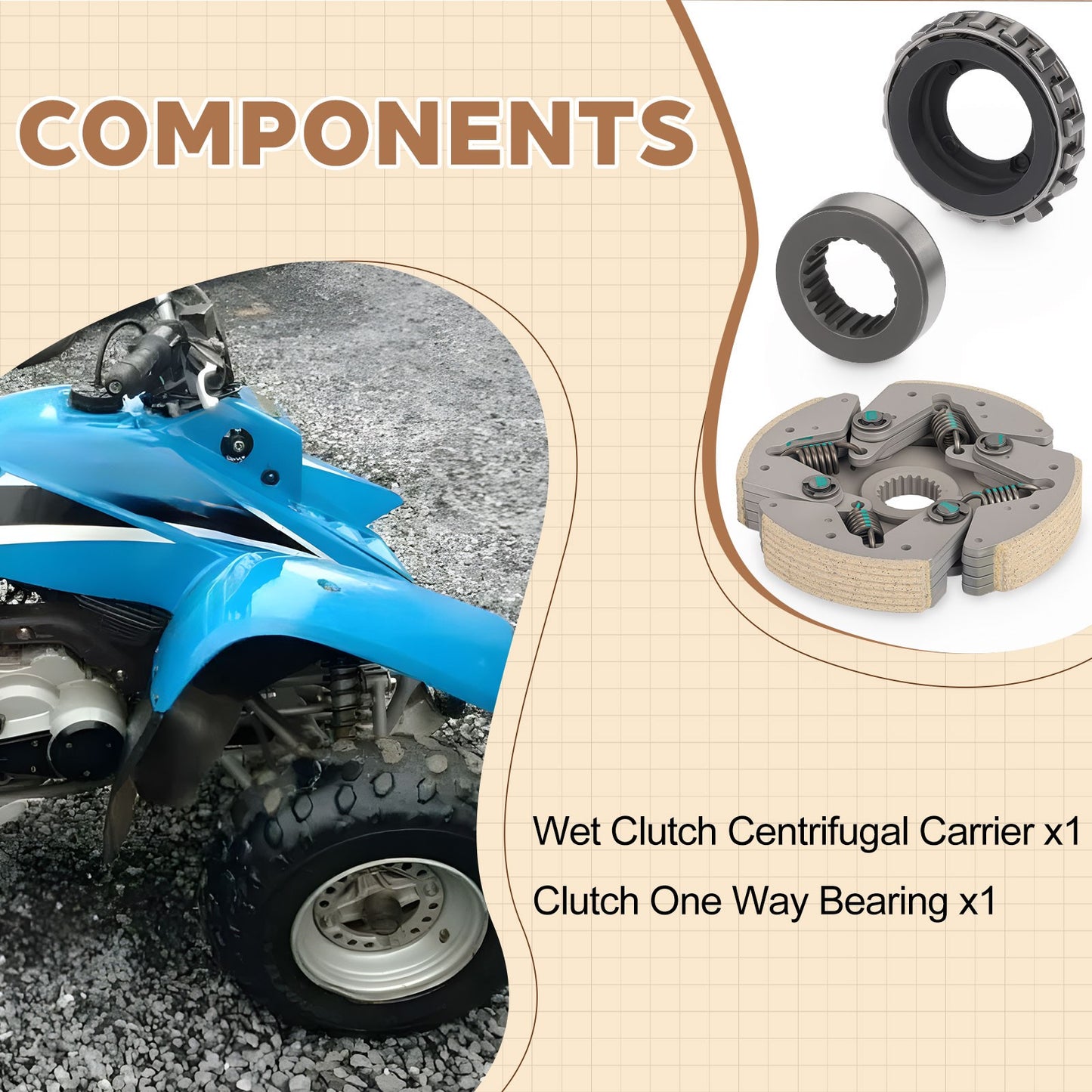 Wet Clutch Centrifugal Carrier & Bearing for Kawasaki Bayou 300 (1986–1987)