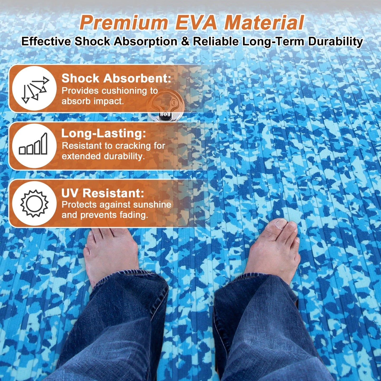 Boat Flooring Strip for Marine Use (96.06"L x 47.24"W, Camouflage Blue)