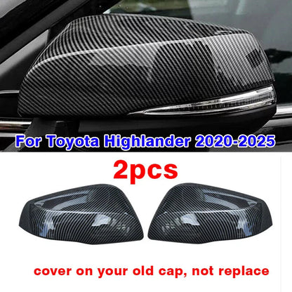 Carbon Fiber Rearview Mirror Cover Trim for Toyota Highlander (2020–2025)