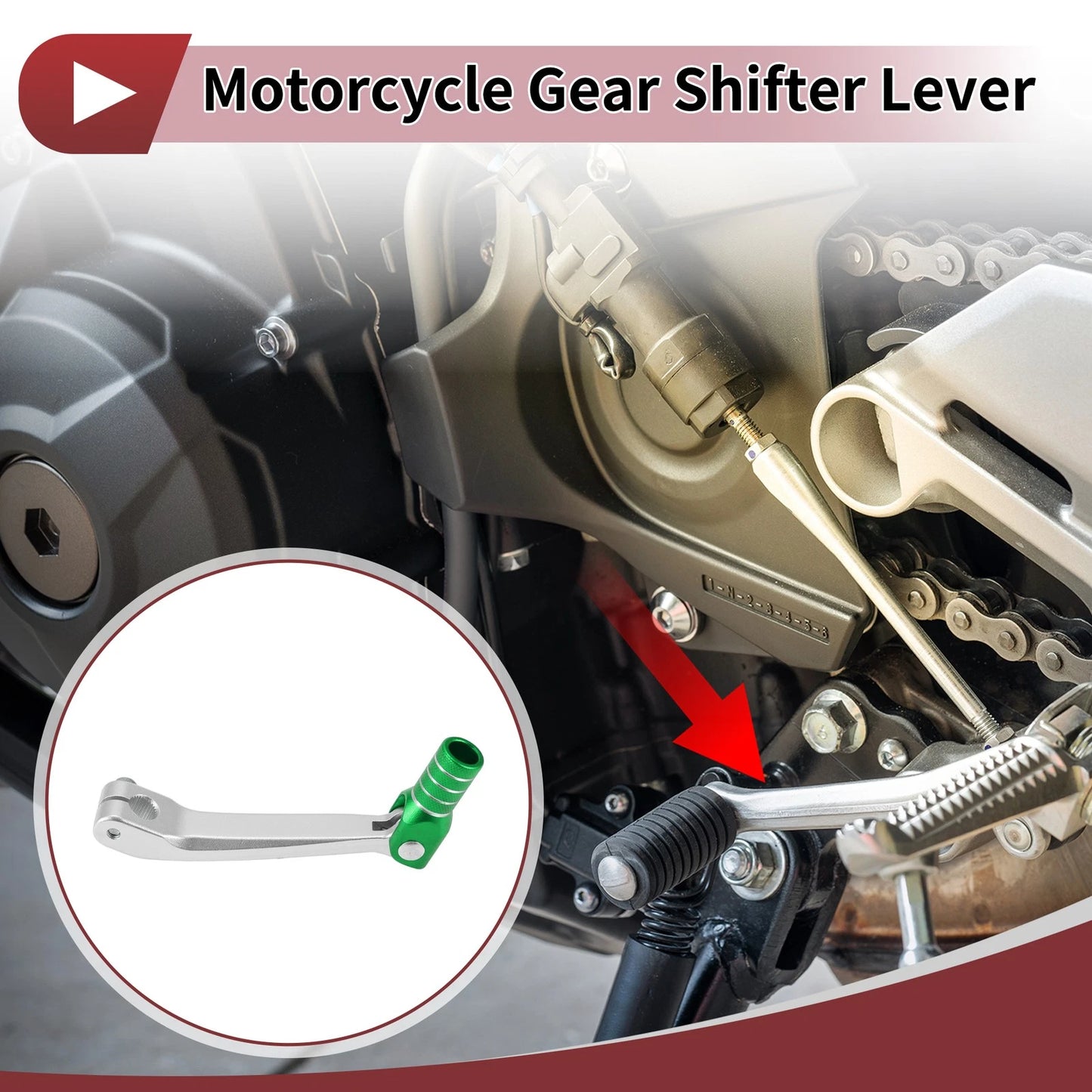 Gear Shifter Lever for Honda CRF150F (2003–2017) Silver Tone Green