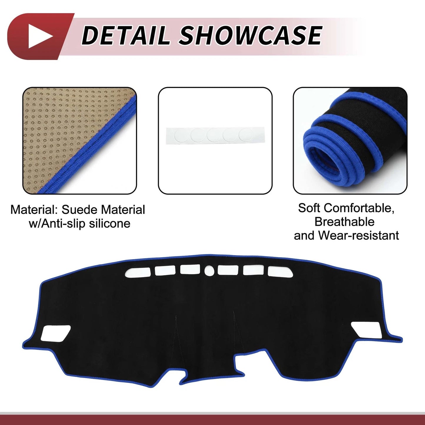Dashboard Cover Mat for Toyota Raize (2013–2020) - Sun Protector Black Blue