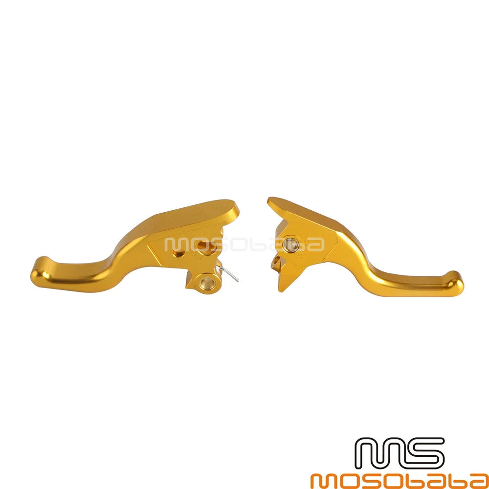 Gold Handlebar Hand Brake Clutch Levers for Harley Touring Road King (2014-2023)