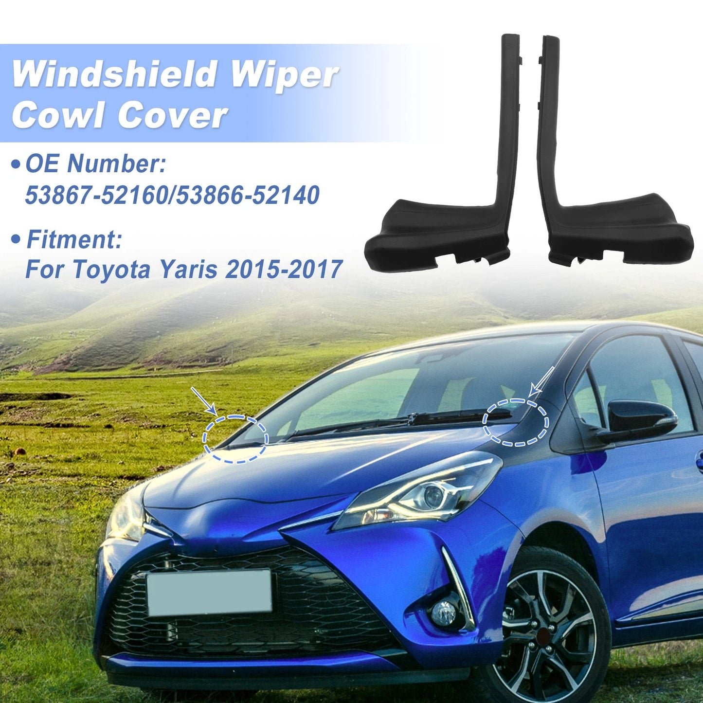 Set of 2 Windshield Cowl Replacement for Toyota Yaris (2015–2017) 53867-52160