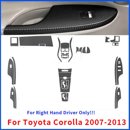 RHD Carbon Fiber Trim Stickers Decals Cover for Toyota Corolla (2007–2013)