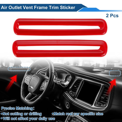 2X Air Condition Outlet Vent Trim Cover Frame for Dodge Challenger (2015–2023) Red