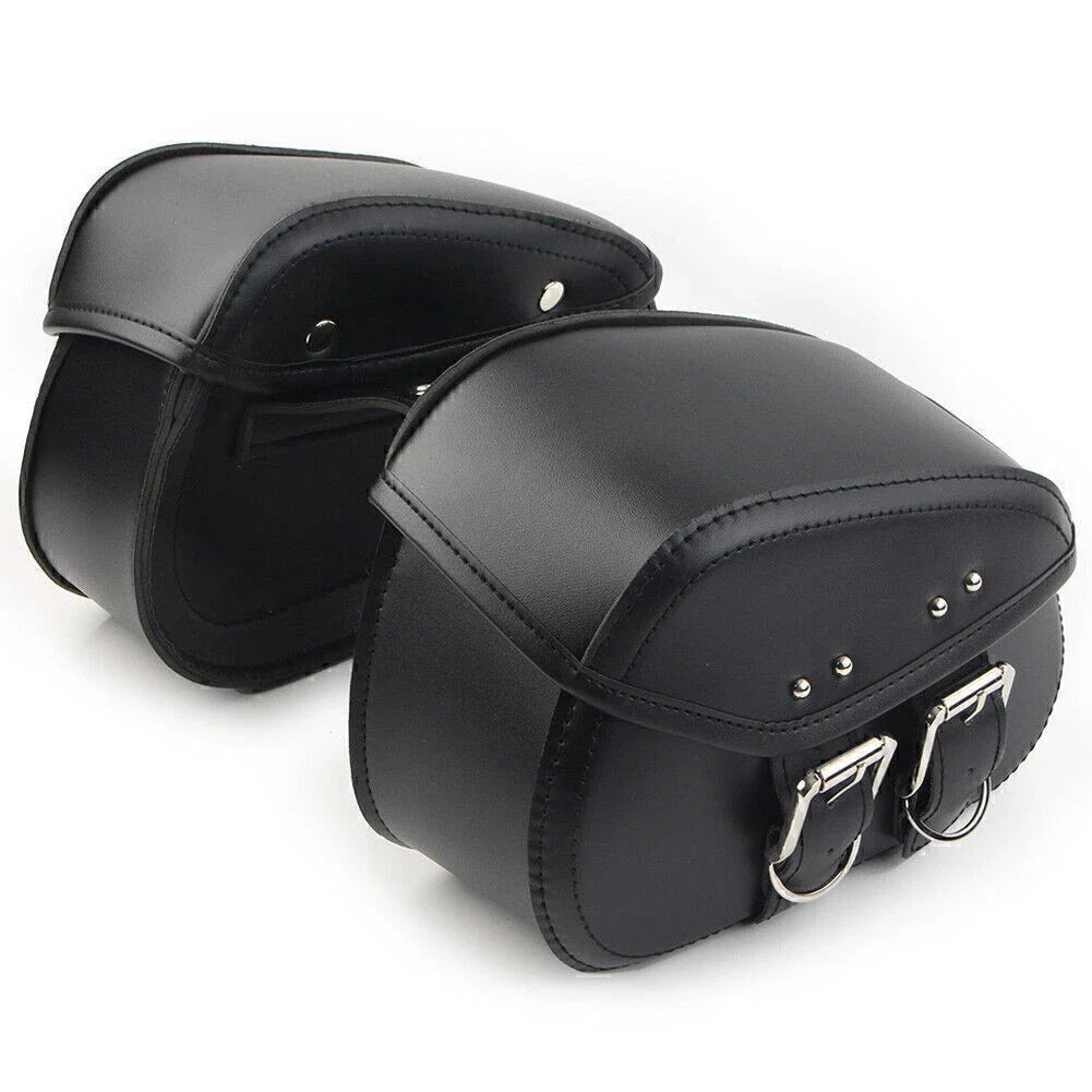 Black PU Leather Saddle Bags Side Luggage for Harley Sportster Dyna