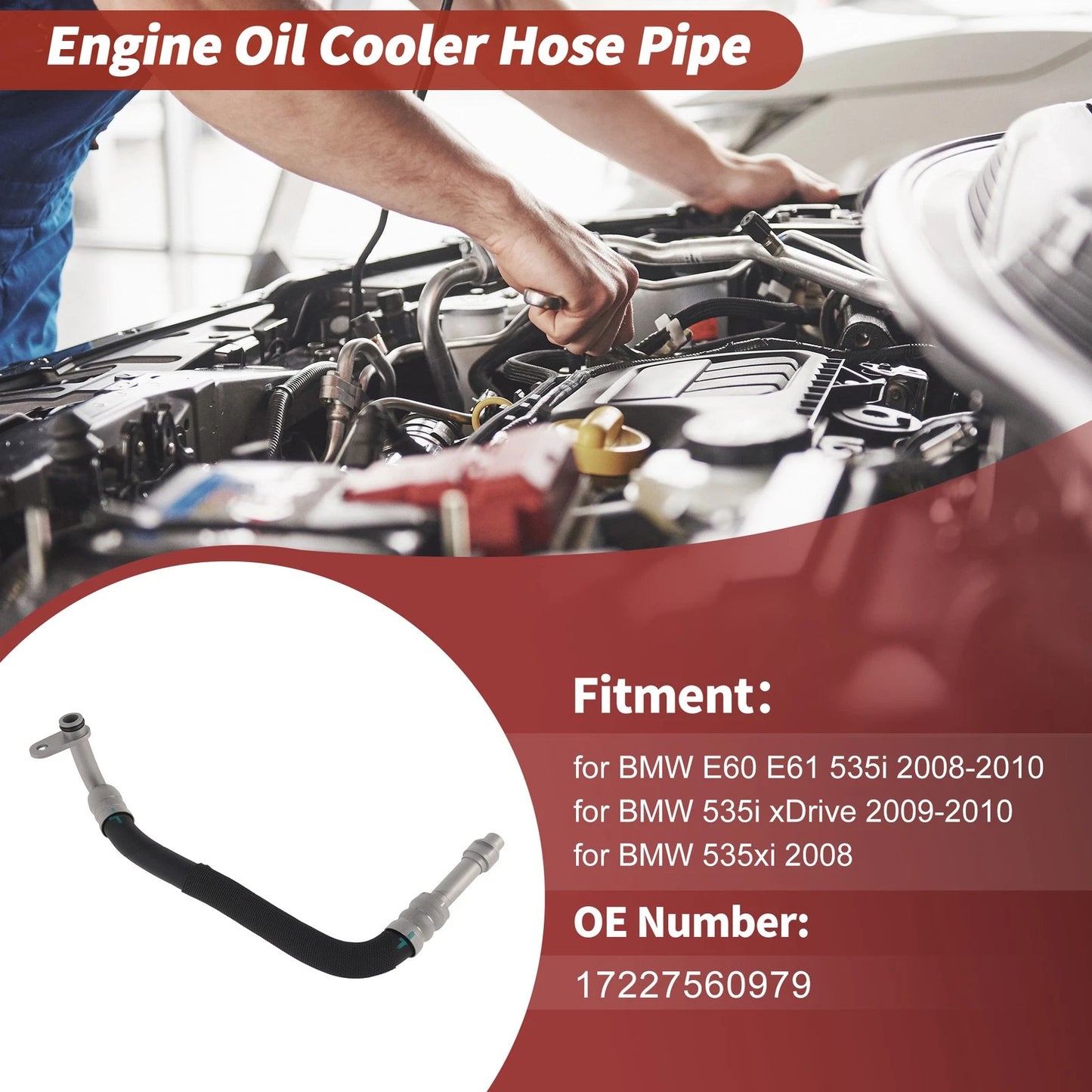 Inlet Engine Oil Cooler Tube for BMW E60 E61 535i (2008–2010) No. 17227560979