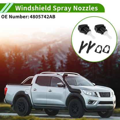 Windshield Washer Nozzle Set of 2 with Y Hose Connector for Chrysler 200 (2008–2016)