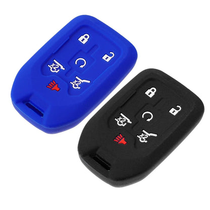 2 x Silicone Key Fob Case Covers for Chevrolet Suburban (2015-2020) Black Blue