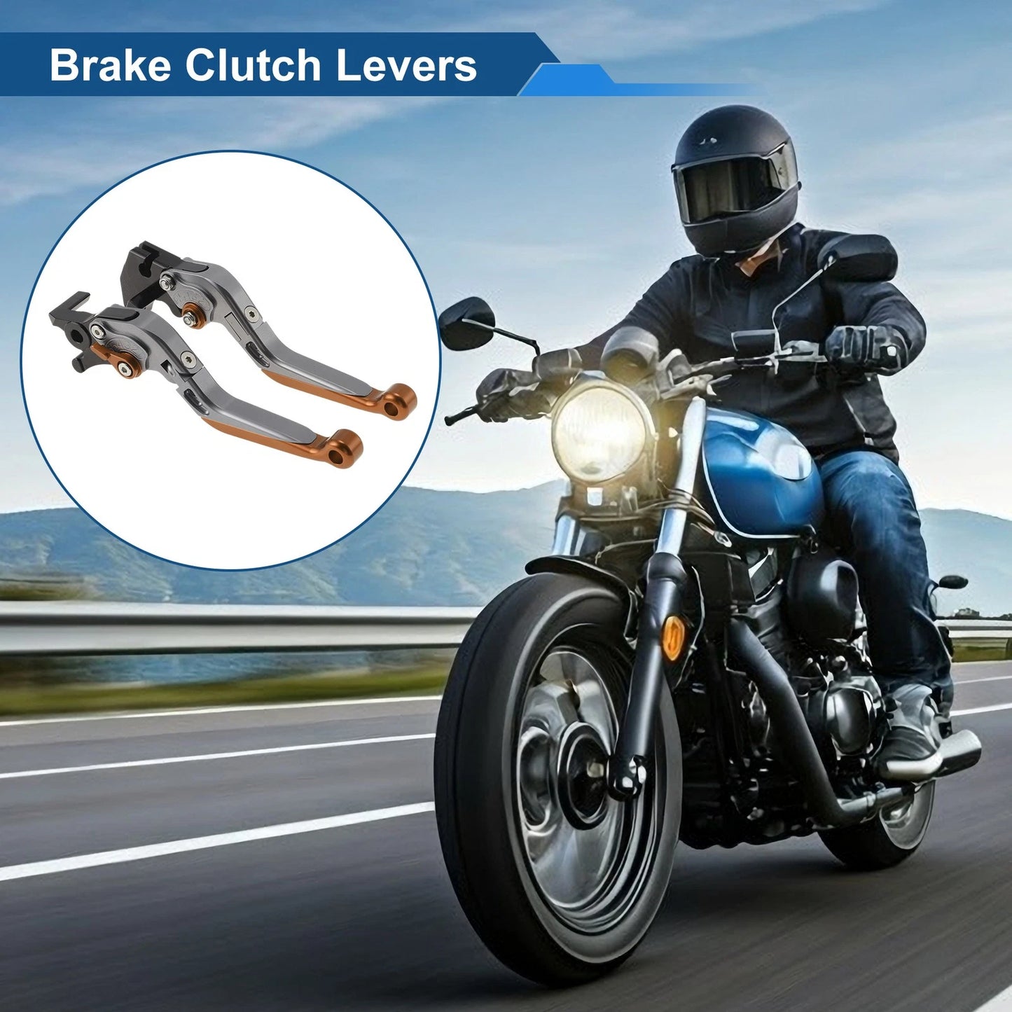 Adjustable Brake Clutch Levers for Yamaha MT125 (2014–2021) - Titanium Orange