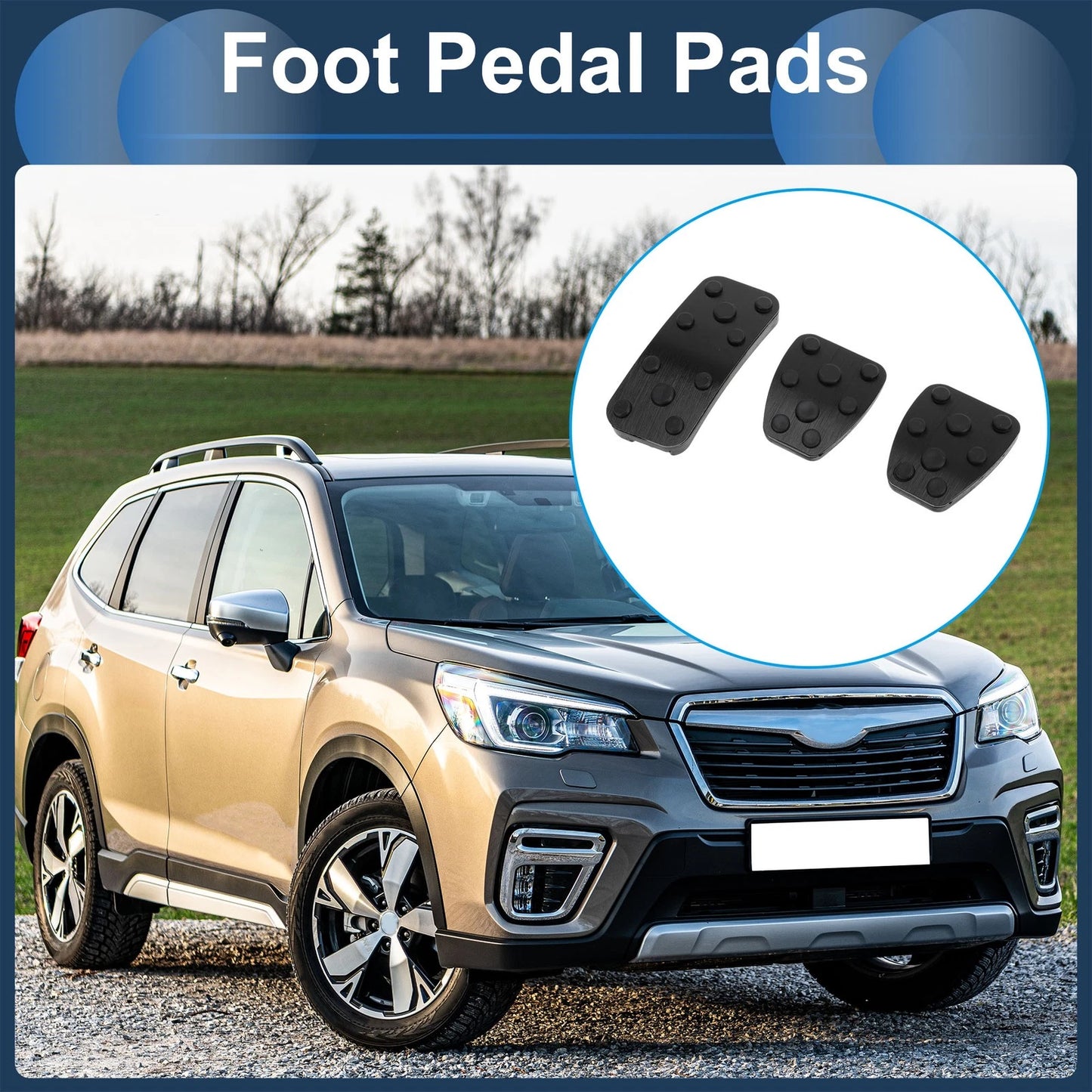 3X Foot Accelerator Pedal Covers for Subaru Forester (2006–2018) Black