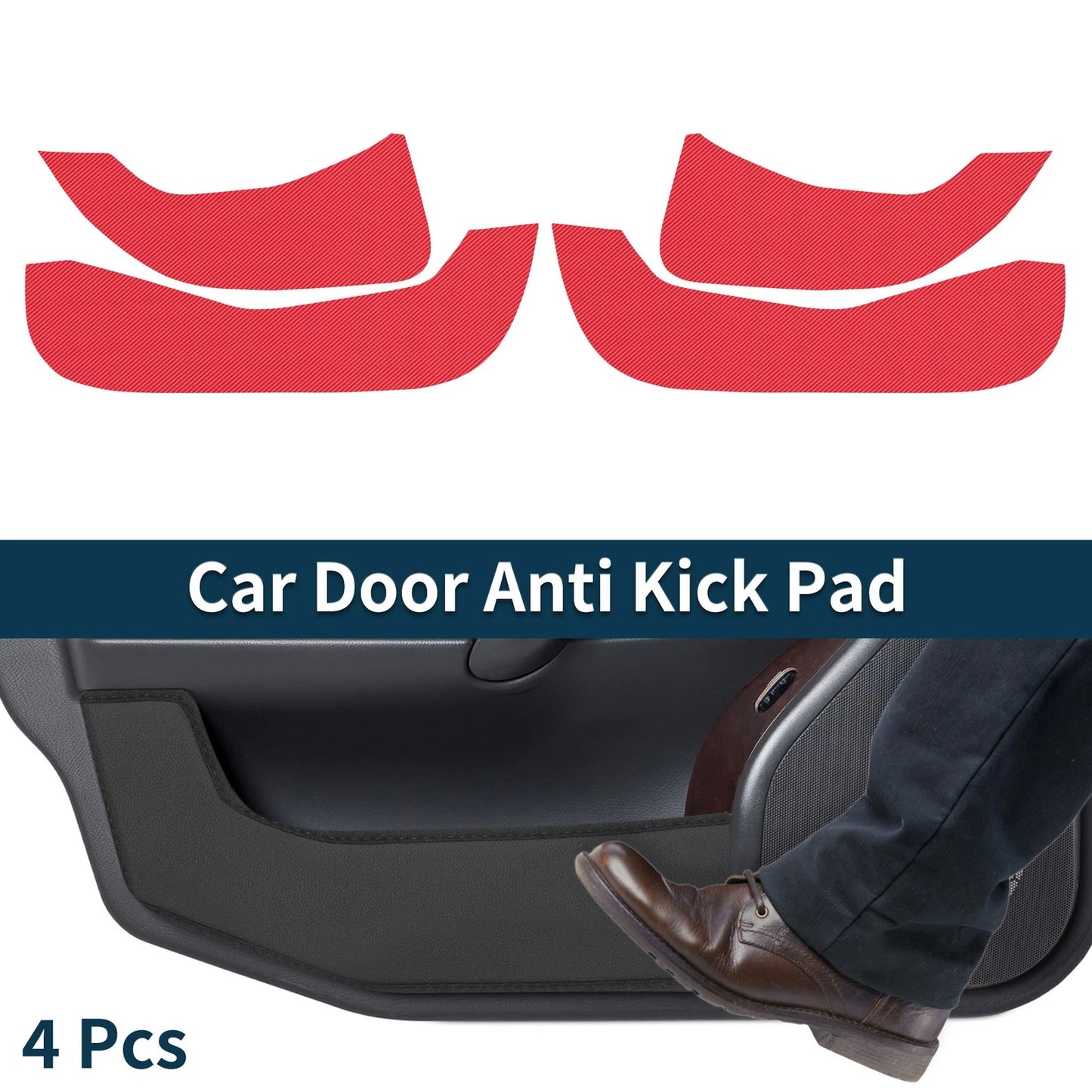 Set of 4 Car Door Anti Kick Pads for Mazda 3 Fastback Sedan (2019–2025) Carbon Fiber Red
