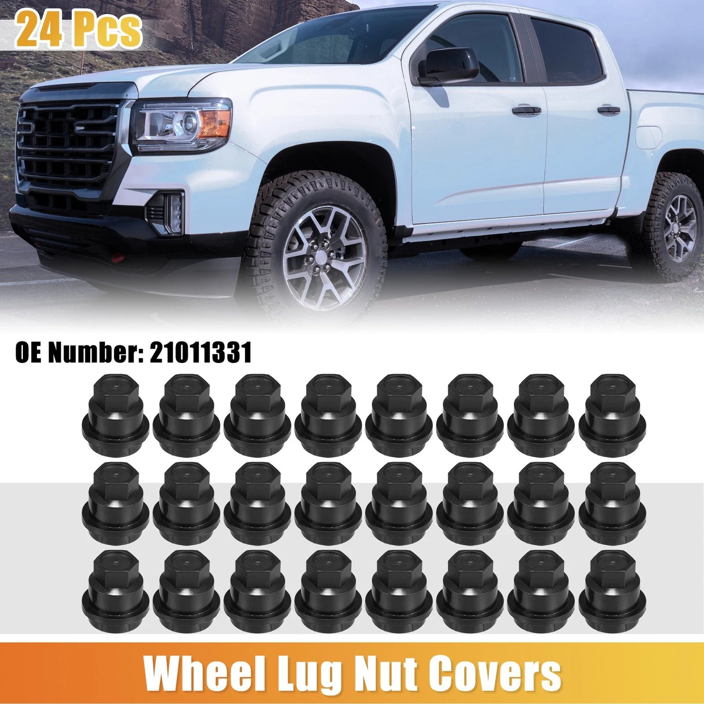 24 Pcs Wheel Lug Nut Covers No. 21011331 for Chevrolet Camaro (1997–2001) Black